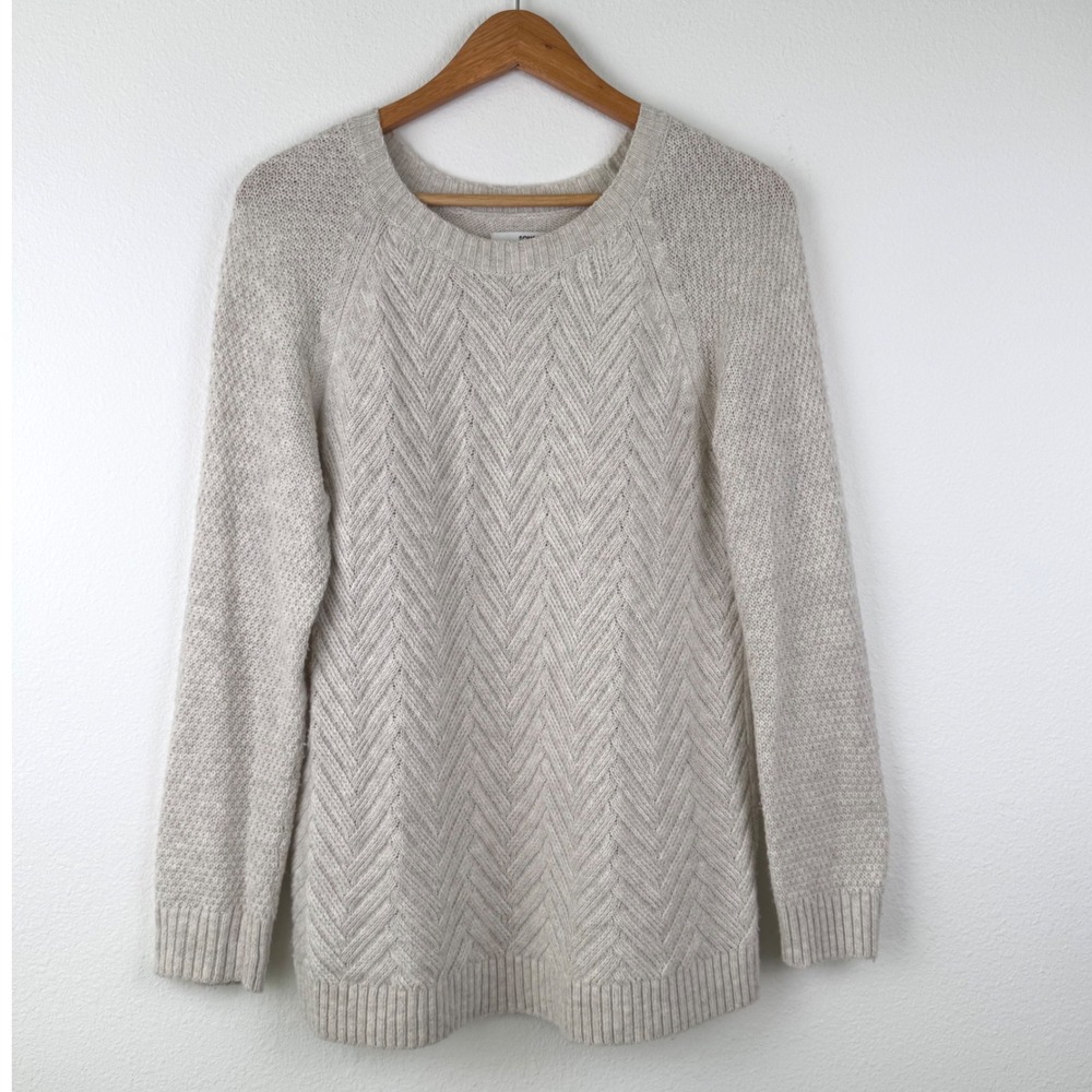 Sonoma Sweater Womens Medium Oatmeal Excellent Casual Minimalist Chevron Knit